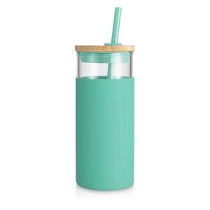 (6) 20oz Glass Tumbler Glass Bottle Straw Silicone Protective Sleeve Bamboo